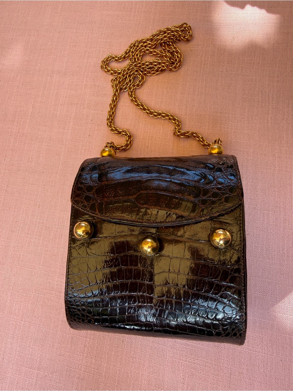 Rare Paloma Picasso Couture Genuine Crocodile Leather Shoulder Bag Made in Italy
